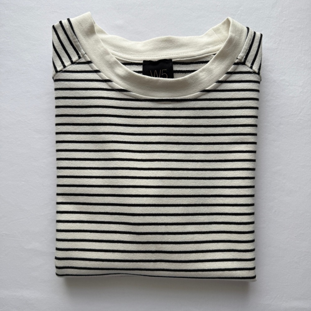 W5 Anthropologie Striped Cap Sleeve Top Breton Knit Tee XS Minimal Coastal‎